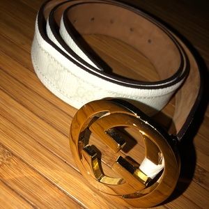 Men’s Gold/White Gucci Belt